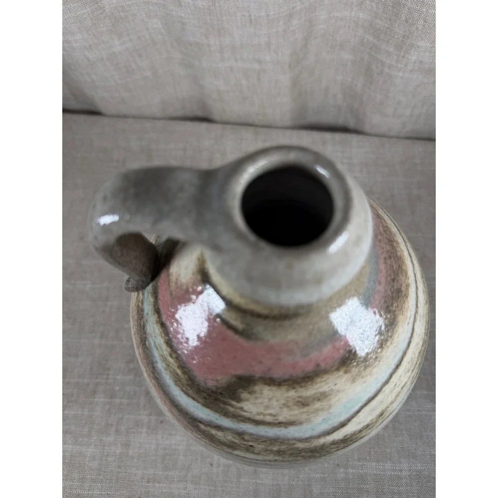 Studio Pottery Jug Good Vintage Sedona AZ Signed Stoneware Multi Color Swirl 8